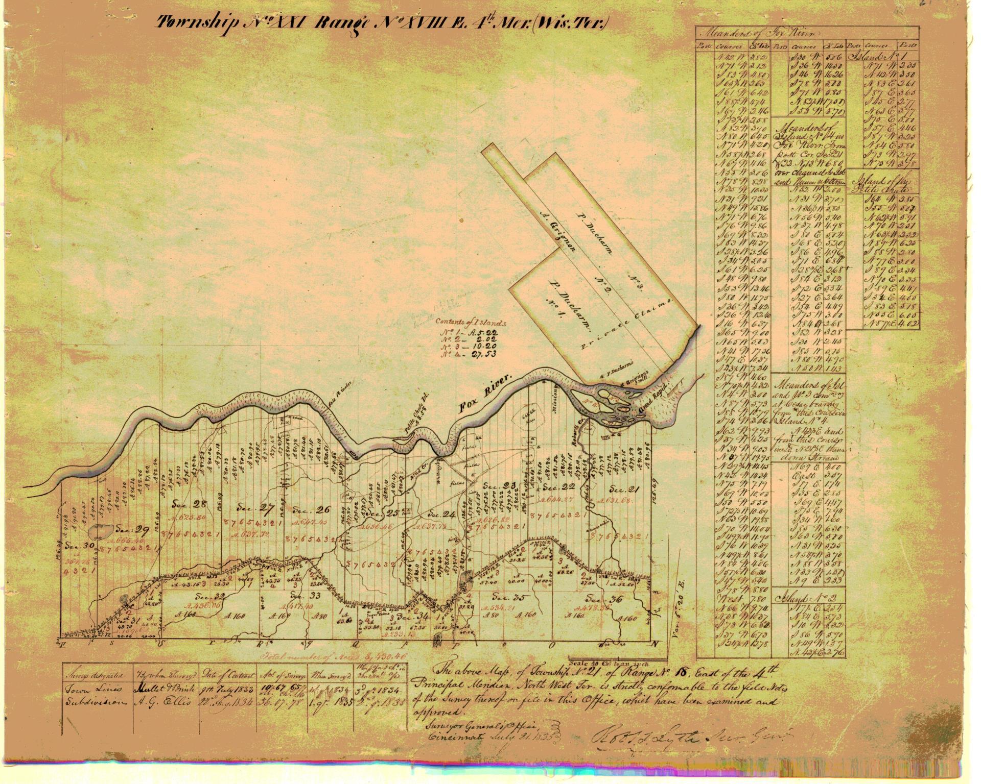 Map of Orginal Town Lines - Sec. 34